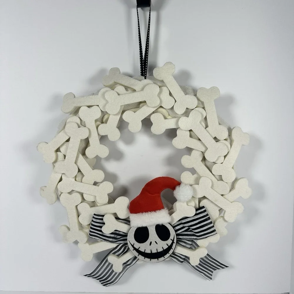 Disney Nightmare Before Christmas Jack Skellington Bone Christmas Wreath